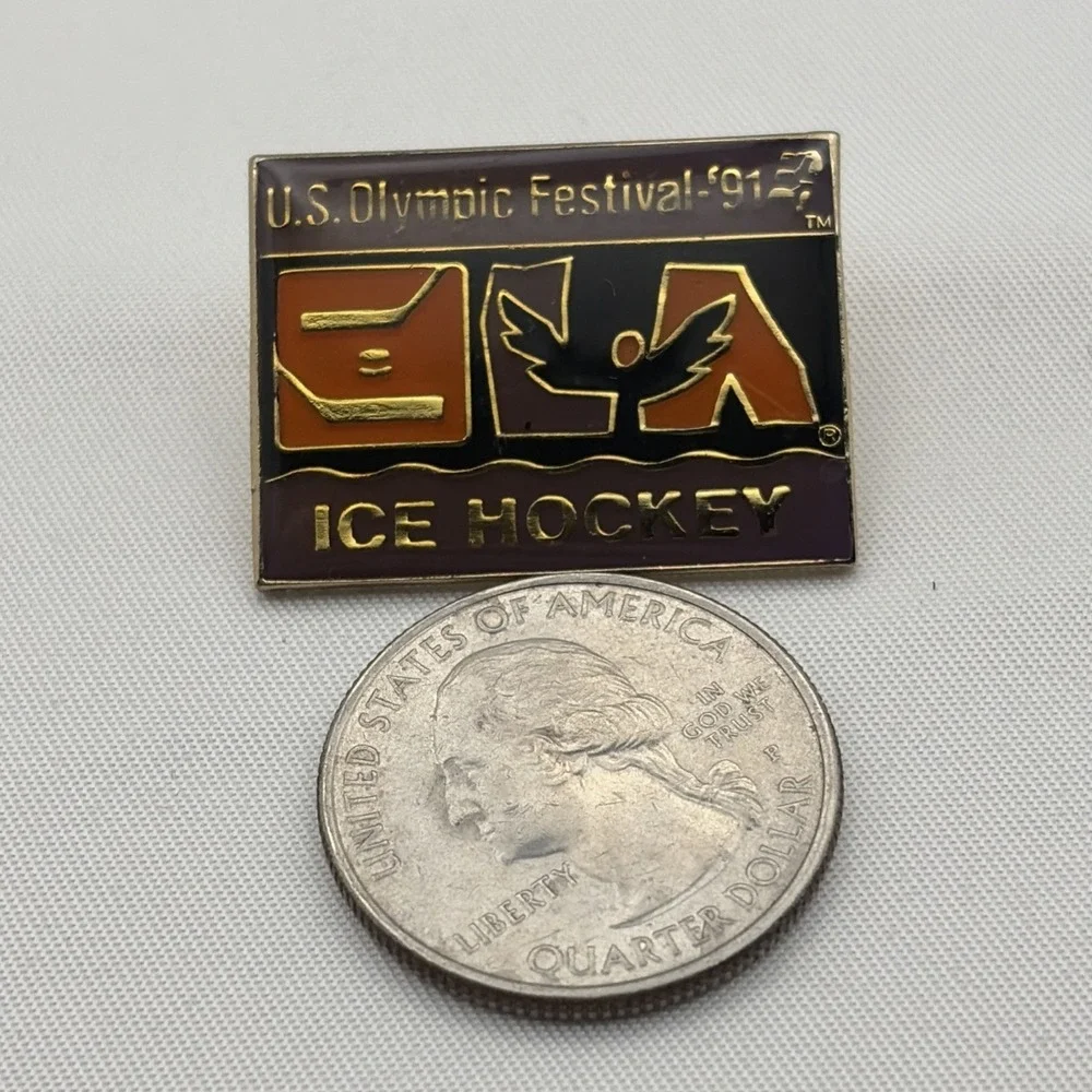 Vintage 1991 U.S. Olympic Festival Ice Hockey Sport‎ Event Lapel Hat Pin